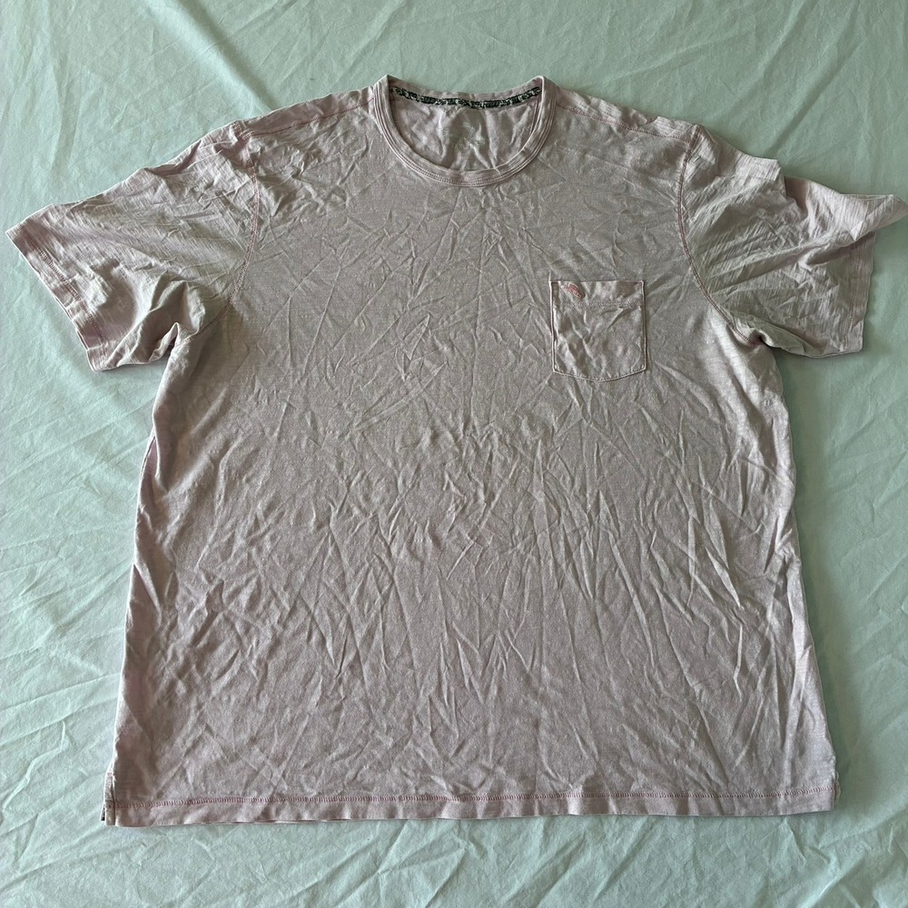 Tommy Bahama Mens XXXL Pink Cotton Slub Knit Pocket T-Shirt Marlin Logo